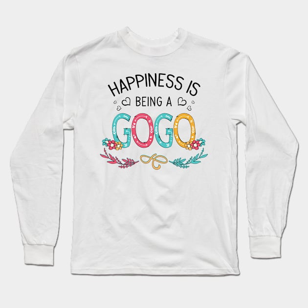 Happiness Is Being A Gogo Wildflowers Valentines Mothers Day Long Sleeve T-Shirt by KIMIKA